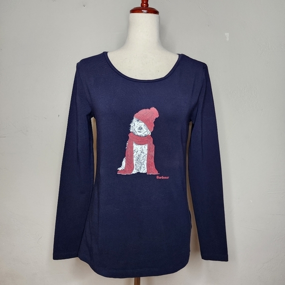 BARBOUR‎ Fareham Navy Long Sleeve T-Shirt Size 6 - Picture 3 of 9